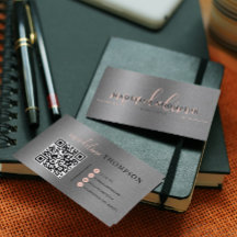 Bord Sinaasappel Metallic Brush Steel Script QR-co