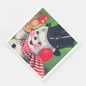 bord  sneeuwretro-kerstfeest servet (Hoek)