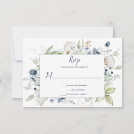Bord Stoffig Blauw Sage Groen Ingelijste Bloemen RSVP Kaartje