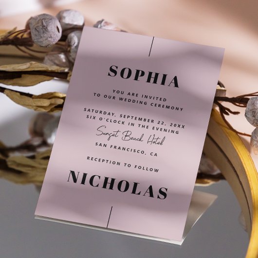 Bord stoffige roze Elegant minimalistische bruilof Kaart