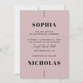 Bord stoffige roze Elegant minimalistische bruilof Kaart (Voorkant)