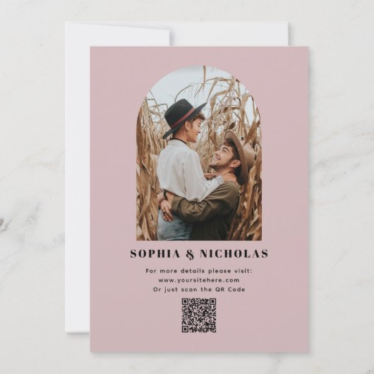 Bord stoffige roze Elegant minimalistische bruilof Kaart (Achterkant)