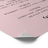 Bord stoffige roze script bruiloft alcohol drinken poster (Hoek)