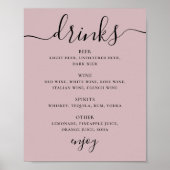 Bord stoffige roze script bruiloft alcohol drinken poster (Voorkant)