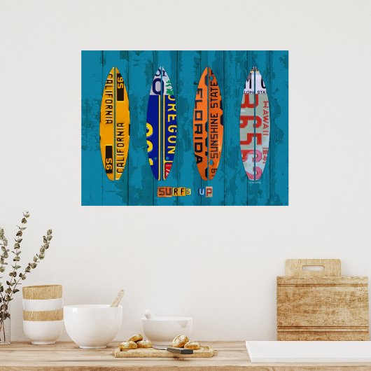 Bord surf omhoog poster (Keuken)