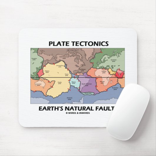 Bord Tectonics Earth's Natural Faults (Wereldkaart Muismat (Met muis)