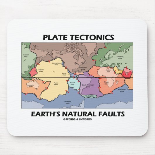Bord Tectonics Earth's Natural Faults (Wereldkaart Muismat (Voorkant)