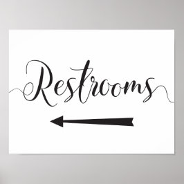 Bord toiletten trouwlocatie richting pijl links poster