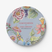 Bord tropisch blauw roze Chinoiserie (Voorkant)