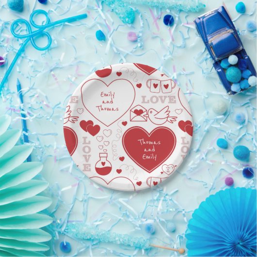 Bord valentijn Patroonpapier - Rood op wit |1| (Feest)