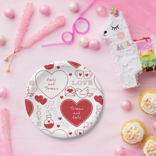 Bord valentijn Patroonpapier - Rood op wit |1| (Feest)