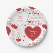 Bord valentijn Patroonpapier - Rood op wit |1| (Voorkant)