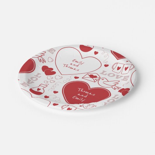 Bord valentijn Patroonpapier - Rood op wit |1| (Gekanteld)