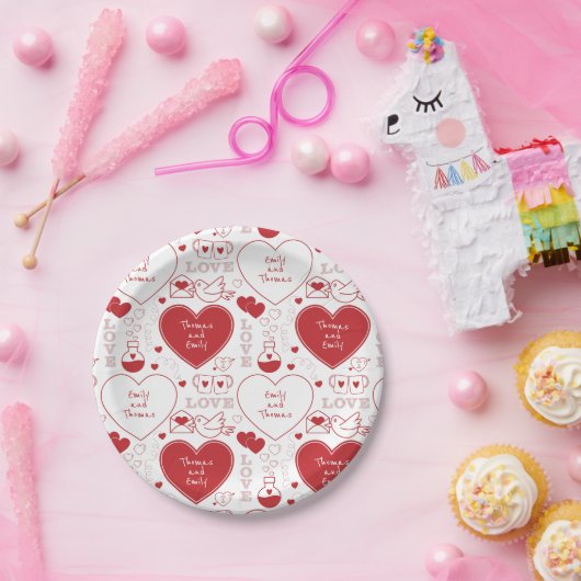 Bord valentijn Patroonpapier - Rood op wit |2| (Feest)