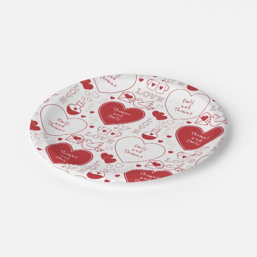 Bord valentijn Patroonpapier - Rood op wit |2| (Gekanteld)