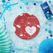 Bord valentijn Patroonpapier - wit op rood |1| (Feest)