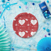 Bord valentijn Patroonpapier - wit op rood |2| (Feest)