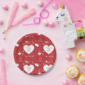 Bord valentijn Patroonpapier - wit op rood |2| (Feest)