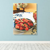 Bord van aardbeien canvas afdruk (Insitu (Houten vloer))
