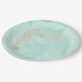 Bord van Aqua Ocean Seahorse Motif Paper (Gekanteld)