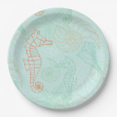 Bord van Aqua Ocean Seahorse Motif Paper (Voorkant)