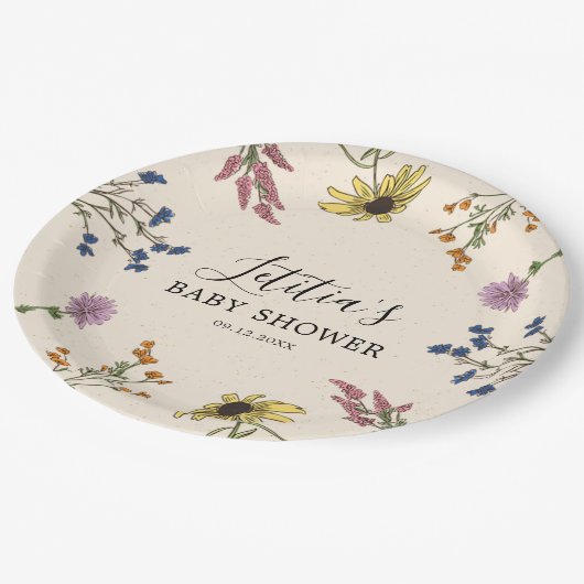  Bord van Baby shower van wilde bloemen (Gekanteld)