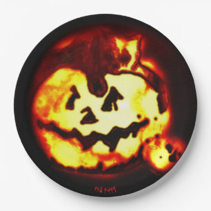 Bord van Cat en Pumpkin Halloween