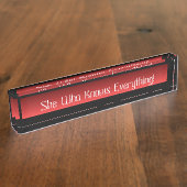 Bord van de acryl-desk die alles kent! naambordje (Zijkant)