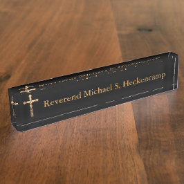 Bord van de gepersonaliseerde Gold Crucifix-kathol Naambordje
