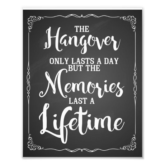 bord van de hangoverpartij, krijtbord, trouwbord foto afdruk (Voorkant)