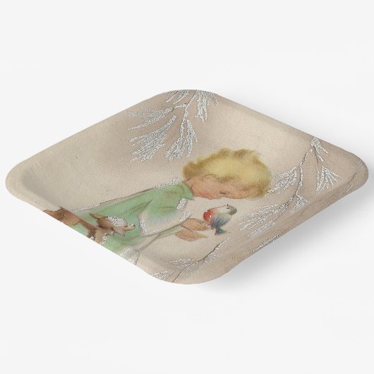 bord van de retro-kerstherenvogel op kind (Gebogen)