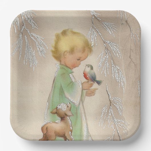 bord van de retro-kerstherenvogel op kind (Voorkant)