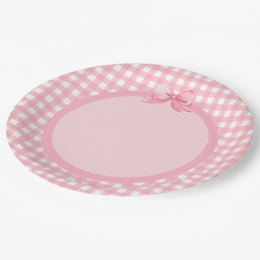 Bord van de Roze partij Gingham en Bow (Gekanteld)