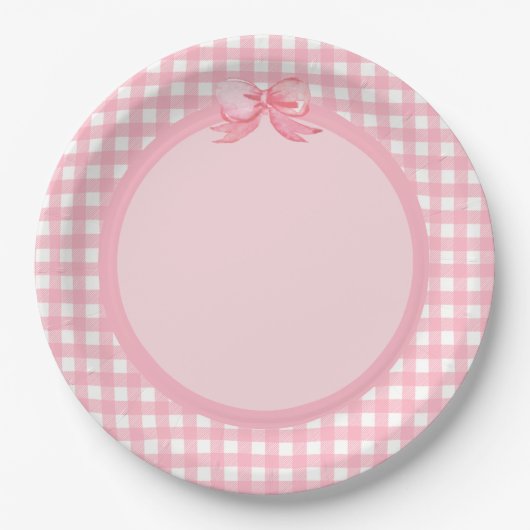 Bord van de Roze partij Gingham en Bow (Voorkant)