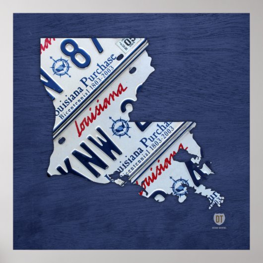 Bord van de staatsvergunning van Louisiana Poster (Voorkant)