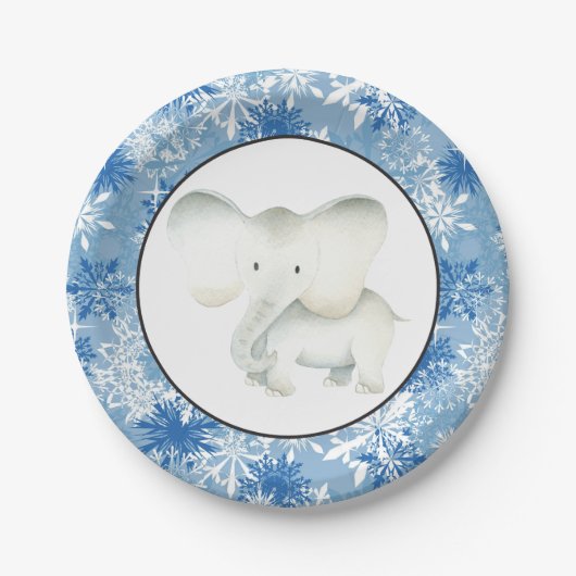 Bord van de witte olifant met kerstsnowflake (Voorkant)