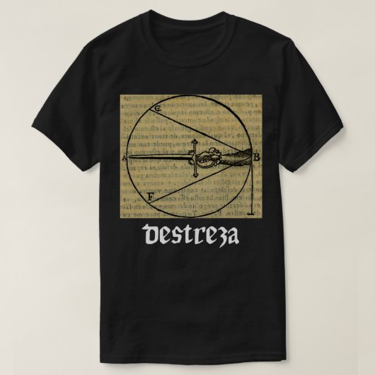 Bord van Destreza Carranza Rapier Historisch Europ T-shirt (Design voorkant)