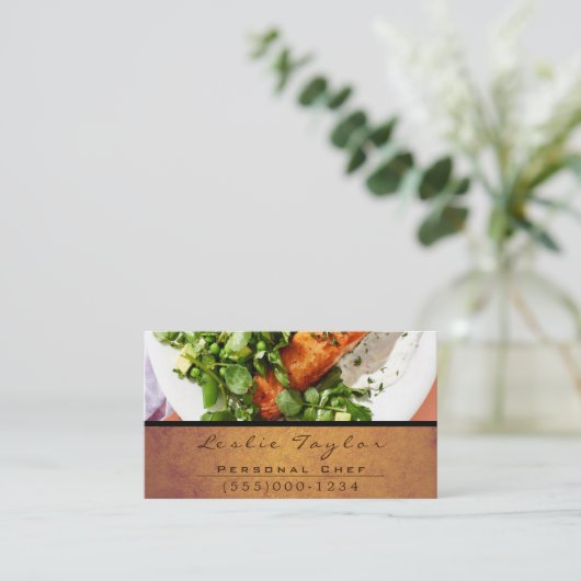 Bord van diner-voedsel visitekaartje (Staand voorkant)
