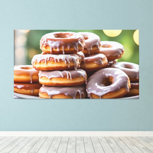 Bord van Donuts Canvas Afdruk (Insitu (Houten vloer))