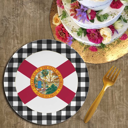 Bord van Florida, buffalo plaid USA & Florida Flag