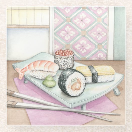 Bord van geassorteerde paddenstoel met stokjes glazen onderzetter (Voorkant)