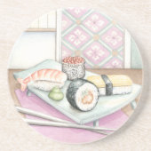 Bord van geassorteerde paddenstoel met stokjes zandsteen onderzetter (Voorkant)