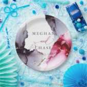 Bord van gemarmerde Crimson en Amethyst Paper (Feest)