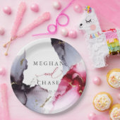 Bord van gemarmerde Crimson en Amethyst Paper (Feest)