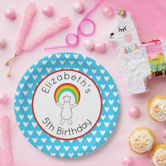 Bord van gepersonaliseerd Beer en regenboogpapier (Feest)