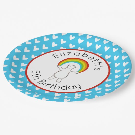 Bord van gepersonaliseerd Beer en regenboogpapier (Gekanteld)