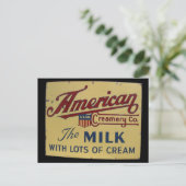 bord van het Amerikaanse melkbedrijf Briefkaart (Staand voorkant)