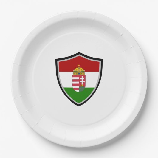 Bord van het Hongaarse schild met vlaggen (Voorkant)