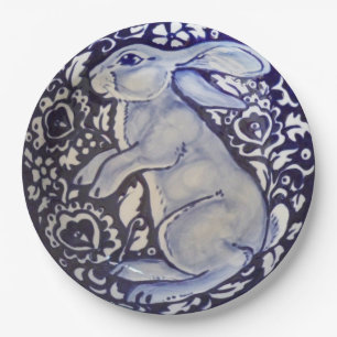 Bord van het platte blauw- en witkonijnenpapier