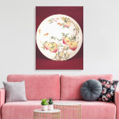 Bord van het roos Famille versierd Canvas Afdruk (Insitu (Woonkamer))